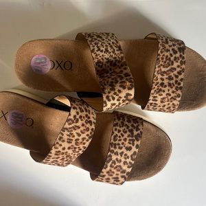 XOXO cheetah print platform sandals, worn ONCE